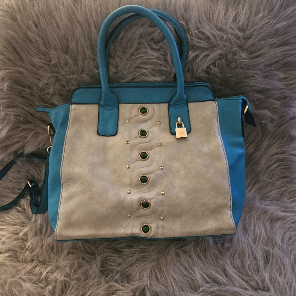 J. Francis Turquoise with Grey Medium Size Purse
